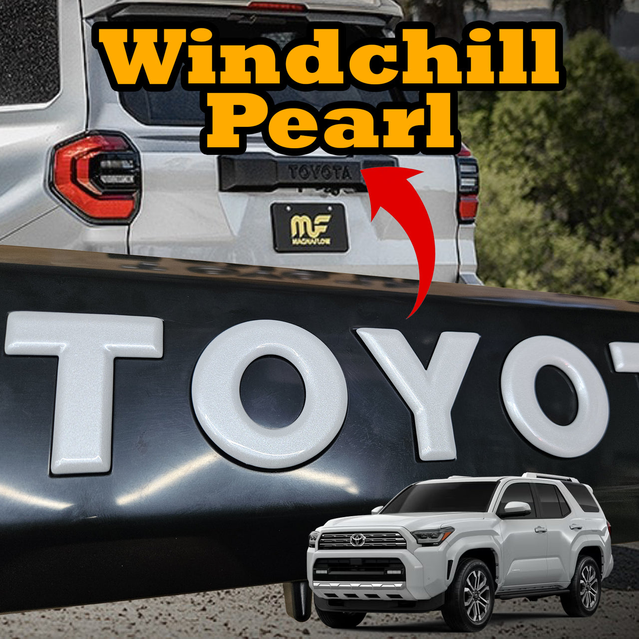4Runner Liftgate 3D Raised Letter Inserts 2025 and up paint matched